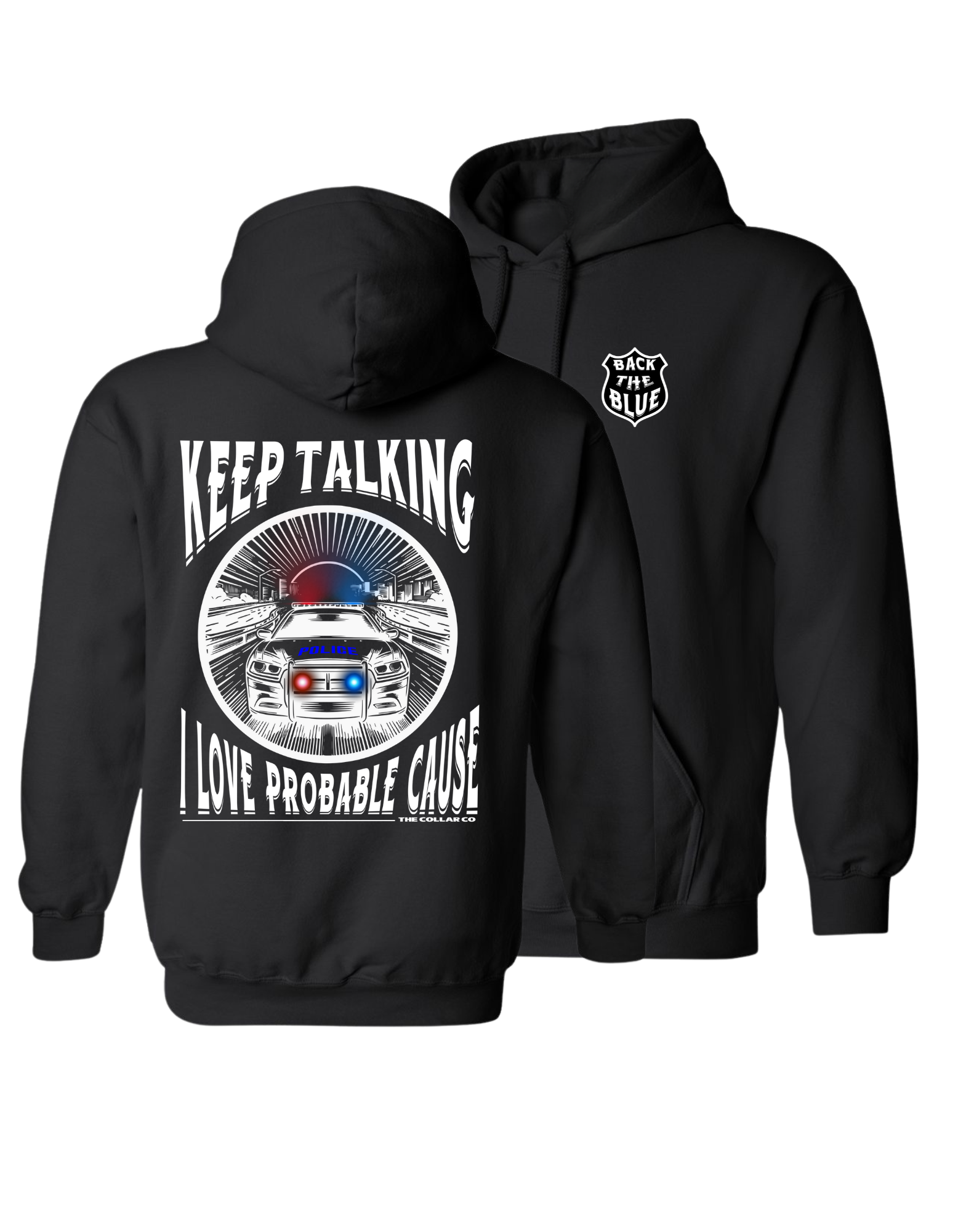 BLACK THE BLUE POLICE HOODIE