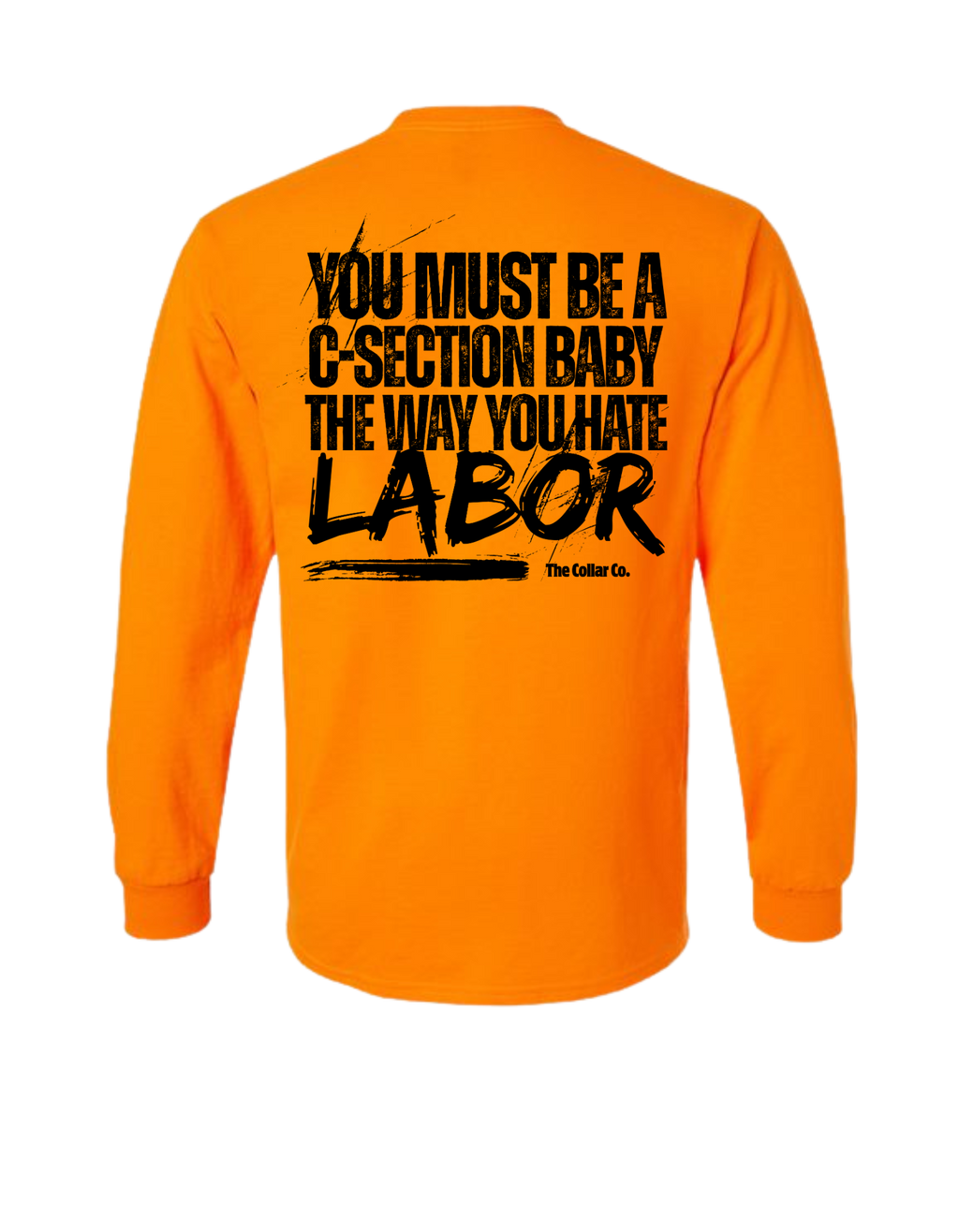 YOU MUST BE A C-SECTION BABY THE WAY YOU HATE LABOR LONG SLEEVE WITH POCKET