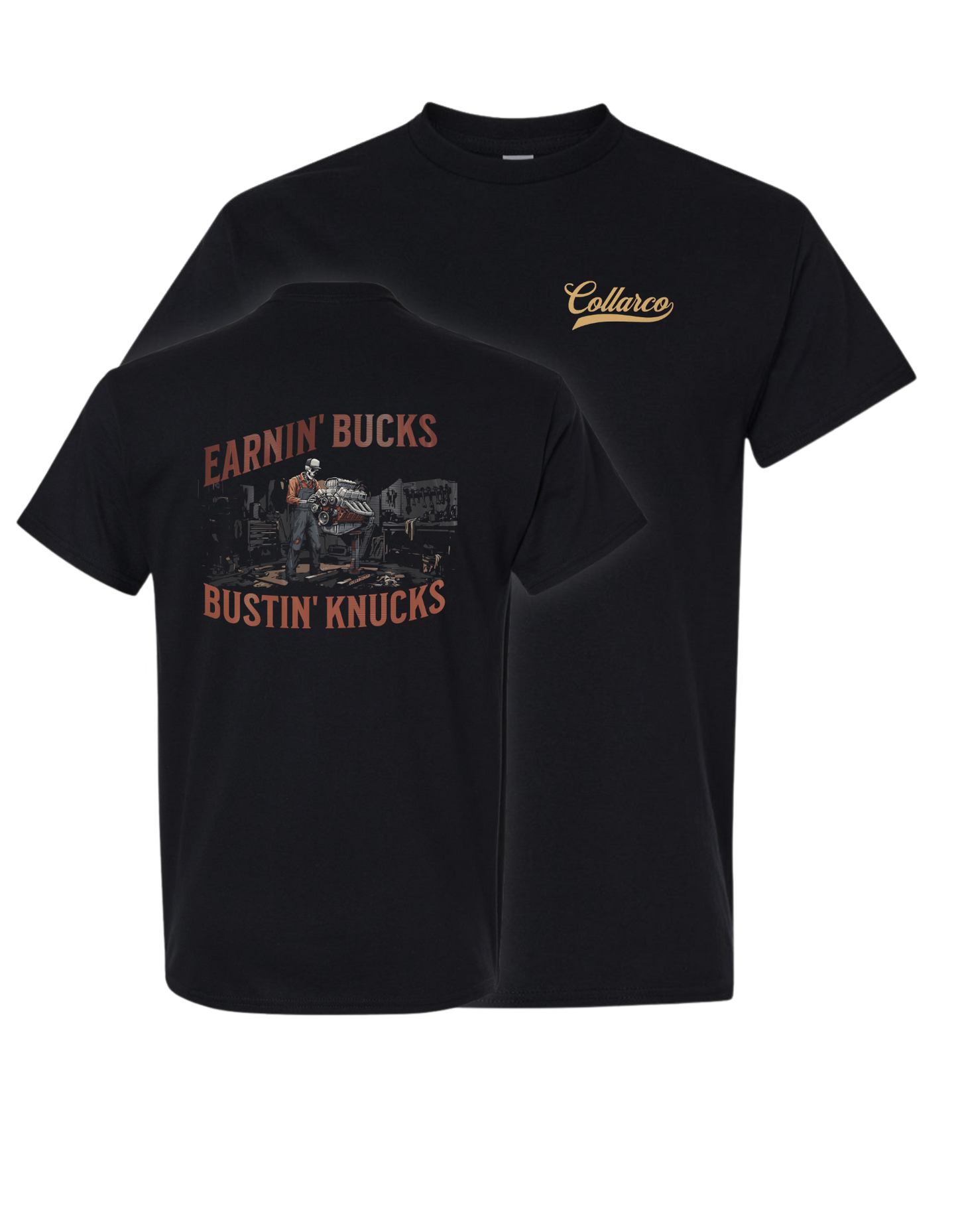 MECHANIC TRADE T SHIRT - EARNIN' BUCKS, BUSTIN' KNUCKS